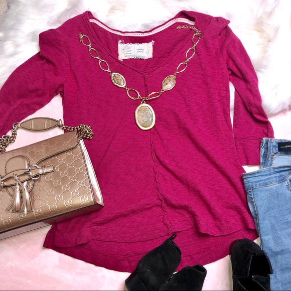 Anthro Saturday Sunday Pink Rustic Tee - Picture 1 of 4